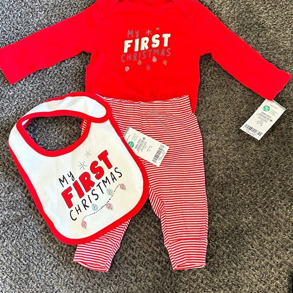 Carter's Red Matching Set - Christmas Santa w/bib - Picture 1 of 5
